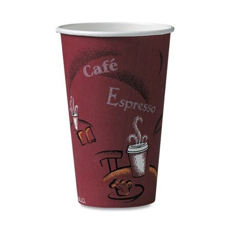 Dart SOLO BISTRO DESIGN HOT DRINK CUPS, PAPER, 16OZ, MAROON, 1000PK 316SI